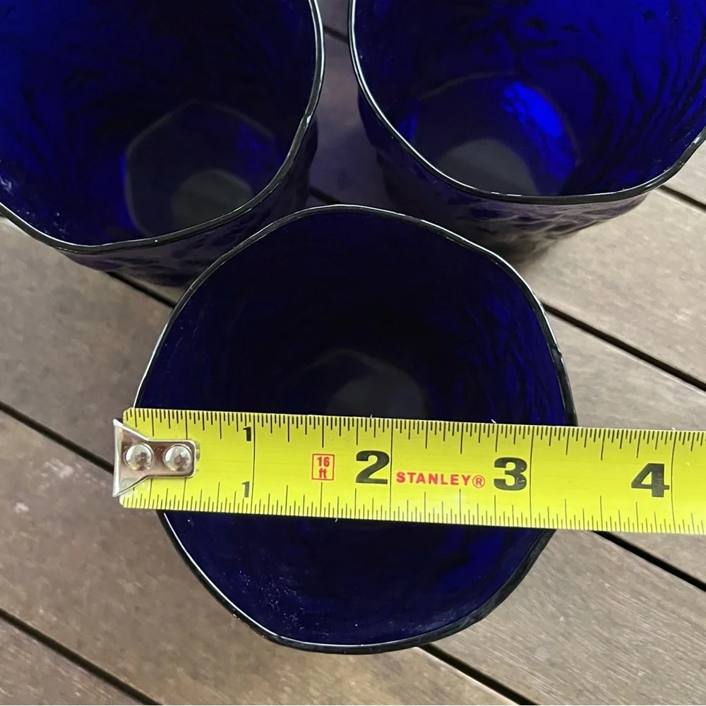 5 Gorgeous Cobalt Blue Textured Drinking Glasses